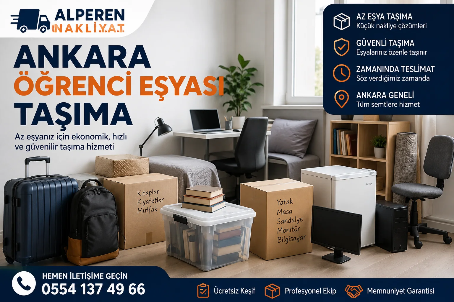 Ankara öğrenci eşyası taşıma ve ekonomik küçük nakliye hizmeti – Alperen Nakliyat.