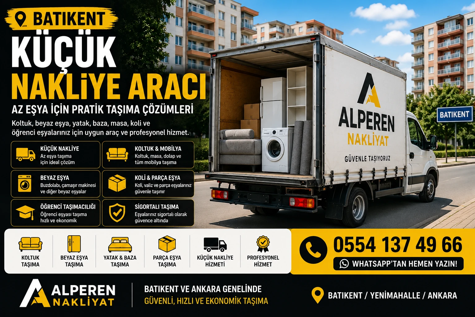 Batıkent küçük nakliye aracı ile az eşya ve parça eşya taşıma hizmeti – Alperen Nakliyat,