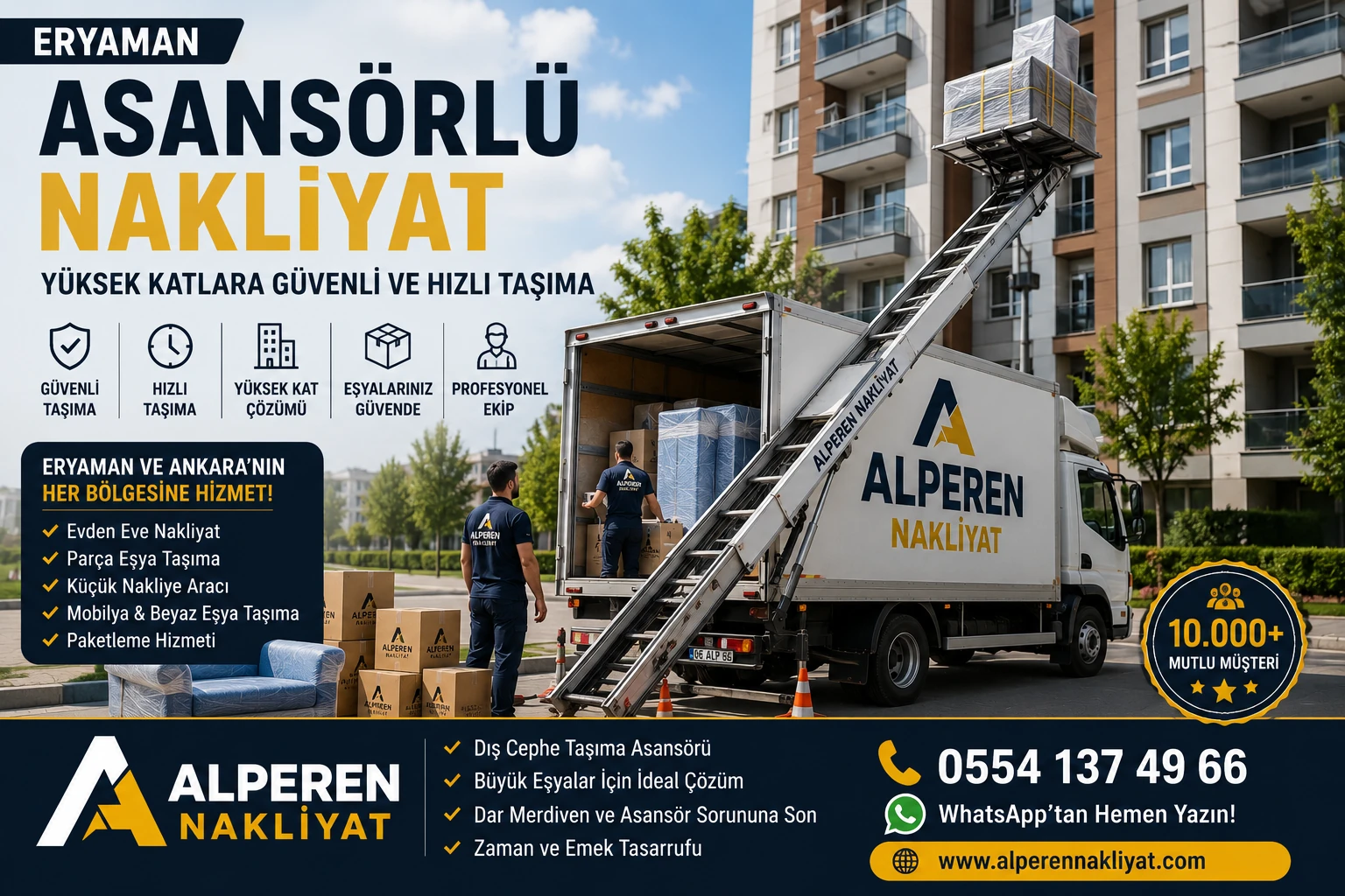 Eryaman asansörlü nakliyat ile yüksek katlarda güvenli eşya taşıma hizmeti – Alperen Nakliyat.