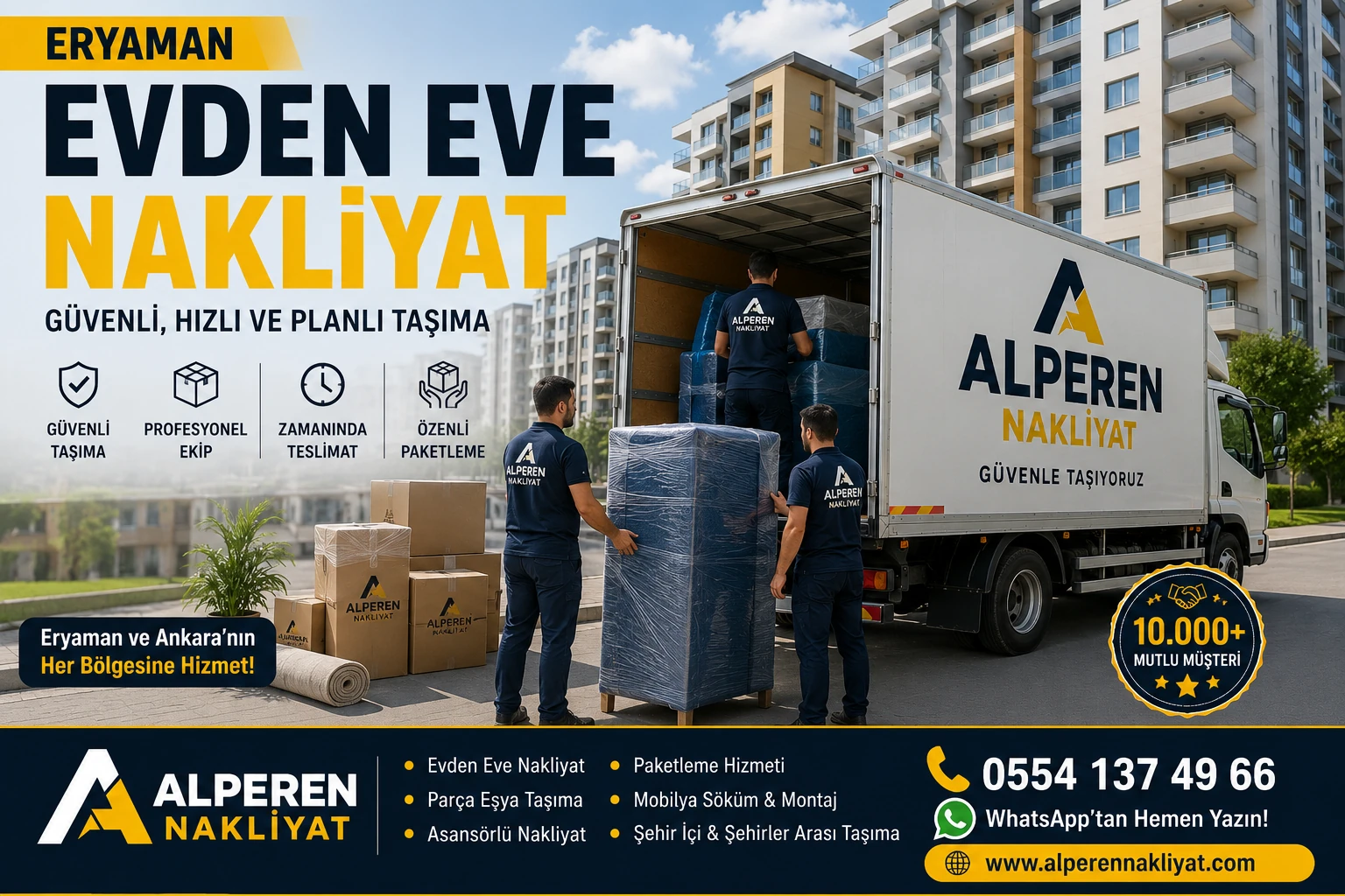Eryaman evden eve nakliyat ve güvenli ev taşıma hizmeti – Alperen Nakliyat.