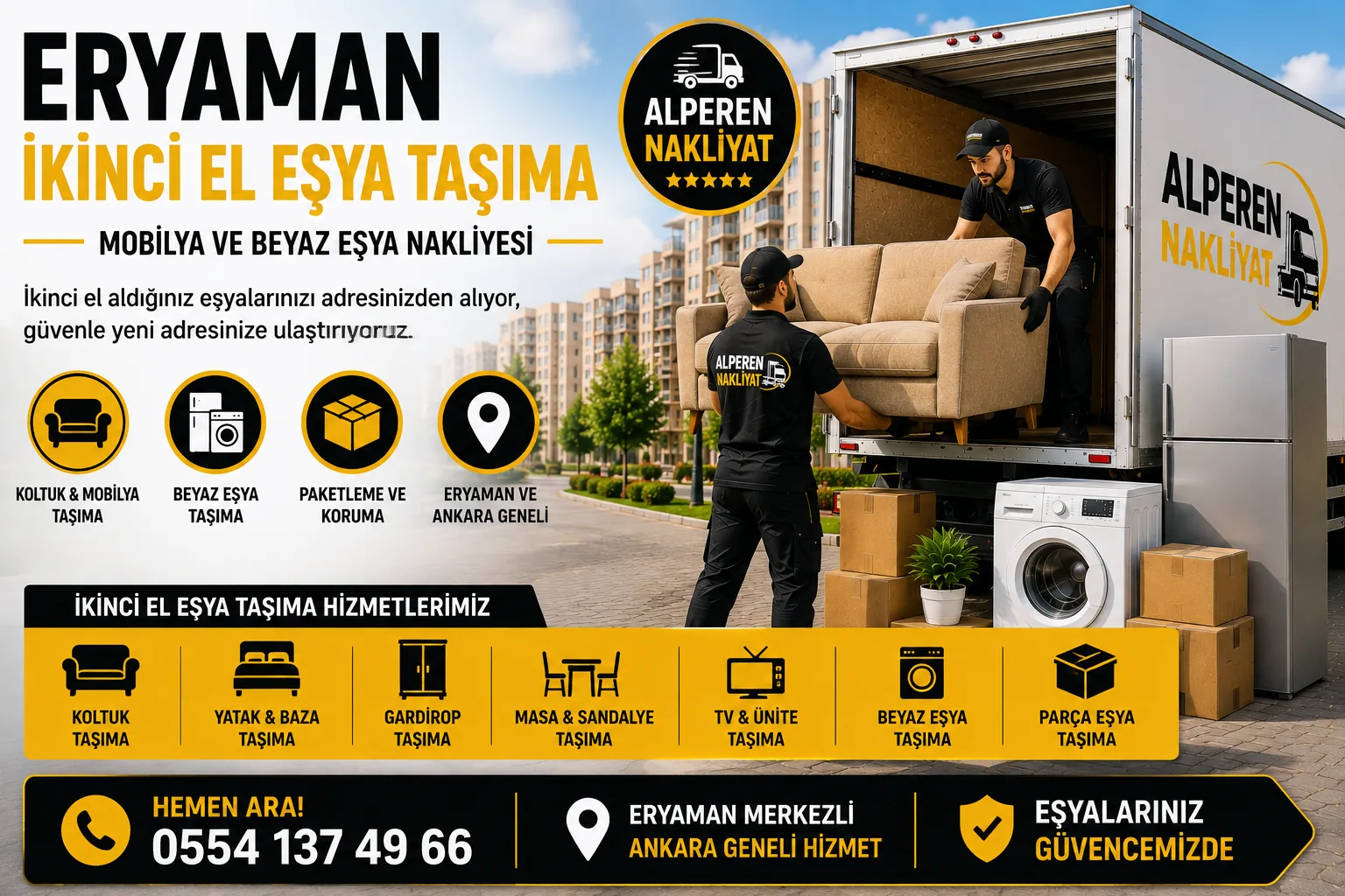 Eryaman ikinci el eşya taşıma, mobilya ve beyaz eşya nakliyesi – Alperen Nakliyat