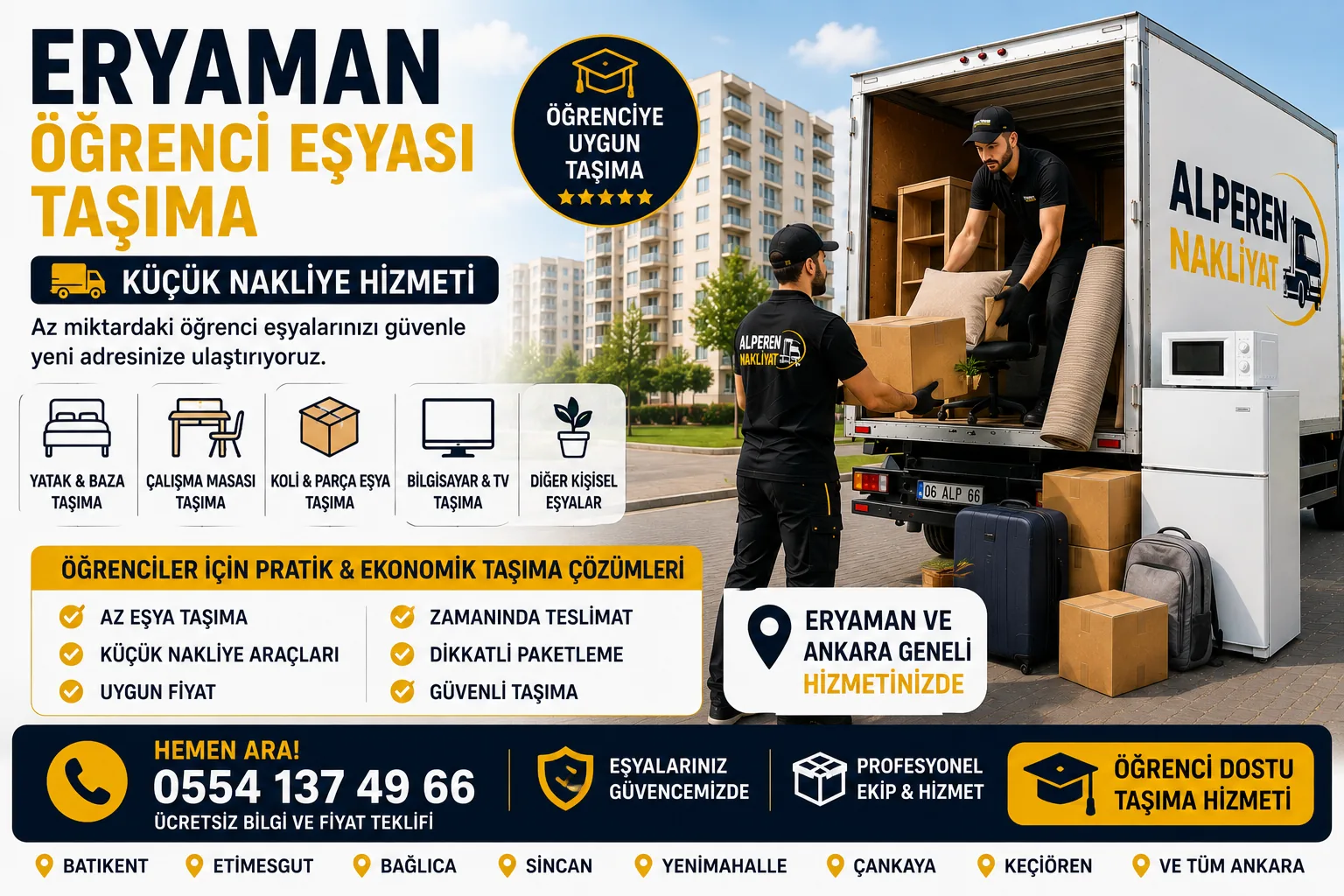 Eryaman öğrenci eşyası taşıma ve küçük nakliye hizmeti – Alperen Nakliyat