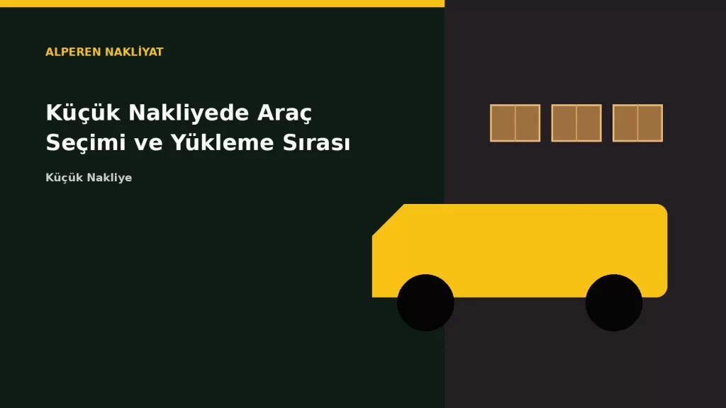 Küçük Nakliyede Araç Seçimi ve Yükleme Sırası
