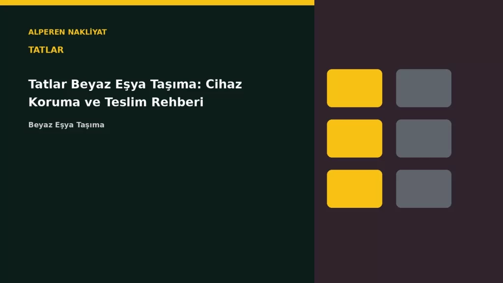 Tatlar Beyaz Eşya Taşıma: Cihaz Koruma ve Teslim Rehberi